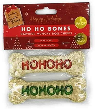 Santa Paws Rawhide Dog Chews Bone Pet Christmas Treats Ho Ho Ho