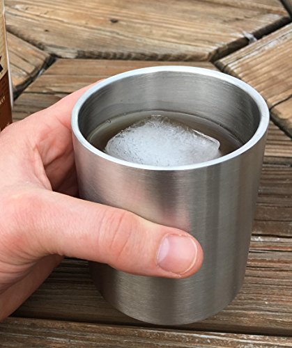 Stainless Whiskey Old Fashioned Glass - Double Walled - 10oz Lowball by Lancaster Steel - Thumbnail 5