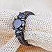 Junxin Round Cut Black Gold Three-stone Diamond Anniversary Ring Black Onyx Size6/7/8/9/10