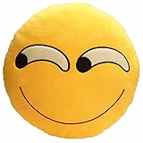 LI&HI 32cm Emoji Smiley Emoticon Yellow Round Cushion Pillow Stuffed Plush Soft Toy-Independent Vacuum Packing (Treacherous)