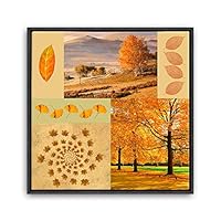 Framed Canvas Wall Art Leaves, Birds, Abstracts Canvas Prints Home Artwork Decoration for Living Room, Bedroom - 16x16 inches