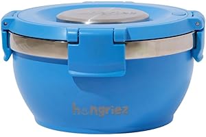 Wide Mouth Thermal Bowl - 6" Opening Insulated Stainless Steel Food Container, Leakproof, 16oz (Electric Blue)