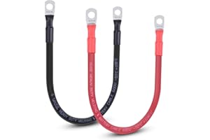 Shirbly 6 AWG Flexible Battery Cable with 5/16" Terminals - OFC Pure Copper Inverter & Welding Wire for Automotive Solar RV Motorcycle (Red + Black 1FT Pair)