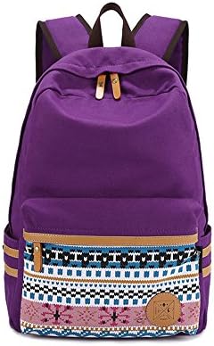 Luo House Unique Design Cute Casual Canvas Laptop Bag Shoulder Bag School Backpack Travel Bag 1pcs (Puple)