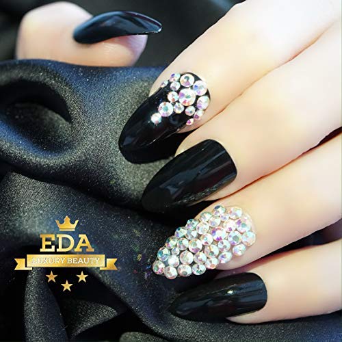 EDA LUXURY BEAUTY BLACK 3D JEWEL DESIGN Full Cover Press On Gel Glitter Artificial Tips Shiny Acrylic False Nails Extra Long Oval Round Pointed Pointy Almond Stiletto Super Fashion Fake Nails 5 EDA LUXURY BEAUTY BLACK 3D JEWEL DESIGN Full Cover Press On Gel Glitter Artificial Tips Shiny Acrylic False Nails Extra Long Oval Round Pointed Pointy Almond Stiletto Super Fashion Fake Nails