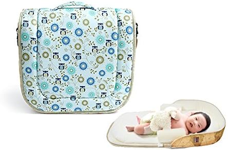 Nuvo Bag 2-in-1 Portable Baby Bed Basic Type and Extra Pad Package (Owl Blue)