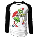How The Grinch Stole Christmas Mens 100% Cotton Long Sleeve Emotion Athletic Baseball Raglan Sleeves T-Shirt