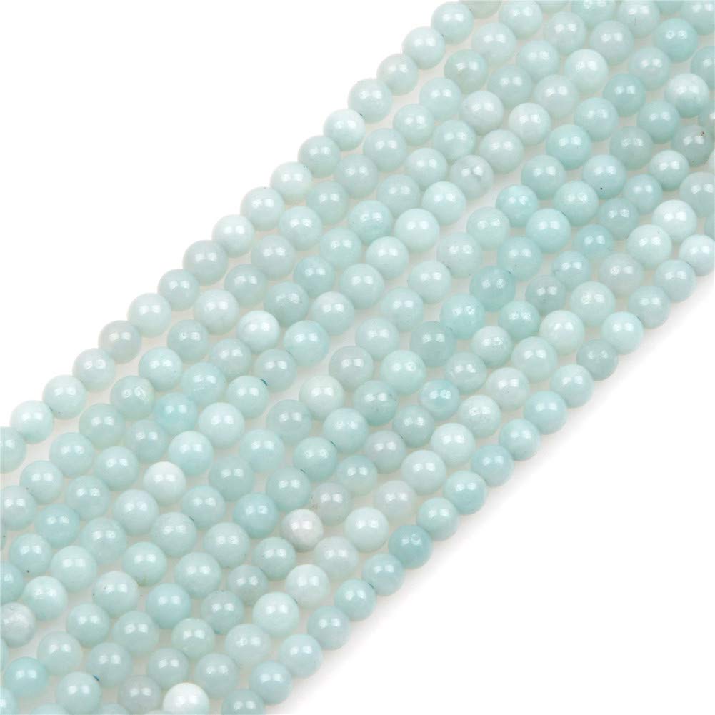 GEM-Inside Natural 4mm Amazonite Round Gemstone Semi Precious Loose Beads for Jewellery Making 15''