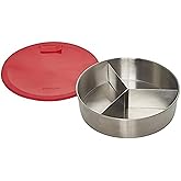 Instant Pot Official Round Nonstick Cook/Bake Pan with Lid &amp; Removable Divider, Multi-Purpose, Heavy-Duty, Dishwasher Safe, Oven Safe, 7", 32 oz, Red, Compatible with 6-Quart and 8-Quart Cookers