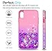 iPhone XS MAX Glitter Case (2018) with Tempered Glass Screen Protector [2 Pack] for Girls Women,LeYi Luxury Diamond Liquid Protective Phone Case for Apple iPhone XS MAX (6.5 inch) Pink/Purple
