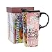 Topadorn Ceramic Travel Mug with Sealed Lid Coffee Cup Latte Mug for Home and Office Gift Box (Life is crazy wonderful)