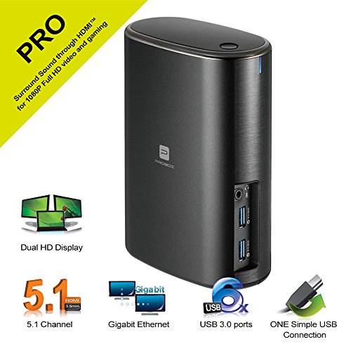 Mediasonic SmartDock Pro USB 3.0 Universal Laptop Computer Docking Station for Windows & Mac OS & Windows Surface Pro 3/4 (Dual Display 6 x USB 3.0 Port/Fast USB Charging Station