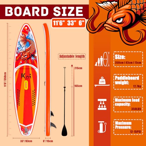 FunWater Inflatable Stand Up Paddle Board - Ultra-Light SUP PaddleBoard Includes ISUP,Adj Paddle,Pump,Backpack,Fins,Leash for Adults
