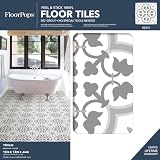 FloorPops FP2953 Remy Peel & Stick Floor Tiles Grey Gothic Style 12" x 12" 10pk view 2