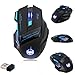 [New Version] Zelotes F14 Professional Blue LED 2400 DPI 9 Buttons USB 2.4G Optical Wireless Gaming Mouse Mice for gamer(Black)