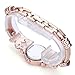 Top Plaza Fashion Womens Girls Crystal Accented Flower Design Rose Gold Metal Luxury Bracelet Watch (Rose Gold Flower Rhinestone)