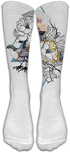 WENTiandi Unisex Knee High Long Socks Flower And Blue Cockatiel Bird School Uniform High Long Stockings