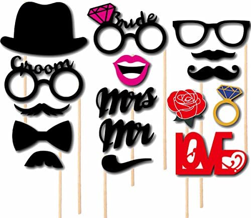 TK Eletronics Funny Set Photobooth Decoration Photo Booth Posing Props Mask Glasses Mustache Lip On A Stick For Party,16PCS