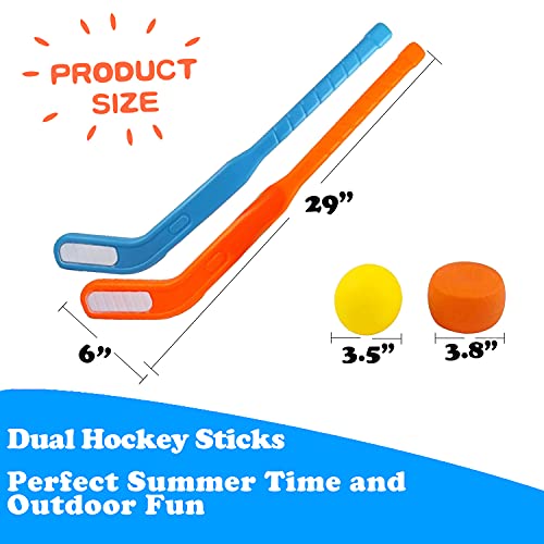 Kids Dual Hockey Stick Set Toddler Youth Indoor Outdoor Sports Set