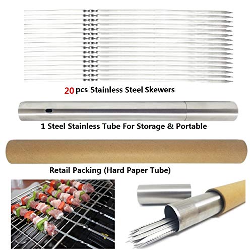 Stainless Steel Kabob Skewers, Heavy Duty Grilling Skewers, 12" Long