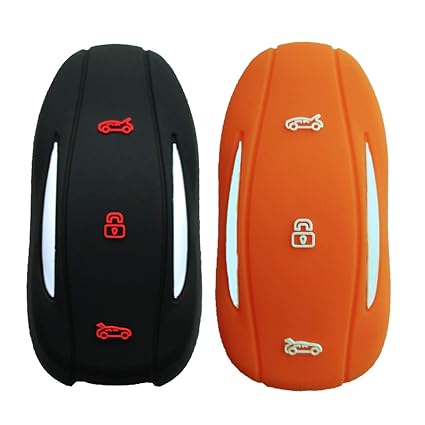 2pcs Keyless4u Silicone Key Fob Remote Cover Case Holder Protector For Tesla Model Smodel 3 Blackorange