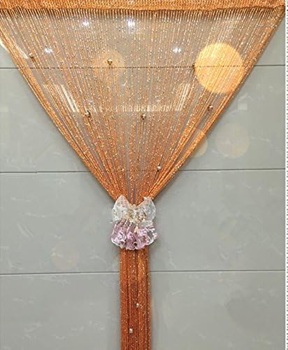 ave split Door String Curtain Decorative Beads Window Wall Panel Decoration Fringe Blinds Divider Blind for Wedding Coffee House Restaurant Parts Crystal Tassel Screen (Orange033)