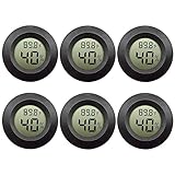 EEEKit 6-Pack Hygrometer Thermometer Digital LCD Monitor Indoor Outdoor Humidity Meter Gauge for Humidifiers Dehumidifiers Greenhouse Basement Babyroom, Black Round, Measure in Fahrenheit/Celsius