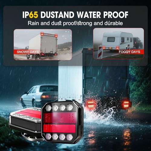 GEN-3 Wireless Trailer Lights Magnetic Kit, 100ft Bluetooth Wireless Tail Lights, USB-C Quick-Charge Car LED Trailer Lights, DOT Certified IP65 Waterproof for Trucks, Boat, RV, Vehicle