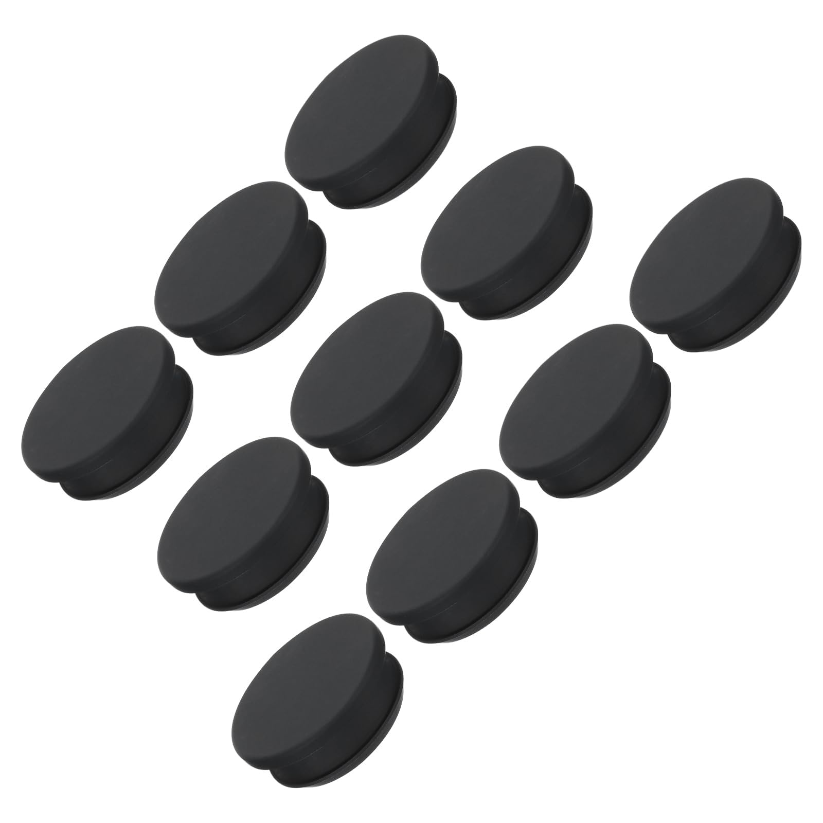 TOP-VIGOR 10Pcs Silicone Snap in Locking Hole Plugs, 38.6mm Diameter Hole Stoppers, Rubber Panel Seal Cover Flush Type Panel Round for Kitchen Rubber Bulkheads Waterproof Sealing Plugs, Black