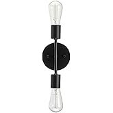 Globe Electric 2-Light Reversible Vanity Light, Matte Black, Minimalist, Open Socket, Horizontal Vertical Mount, Bathroom Lig