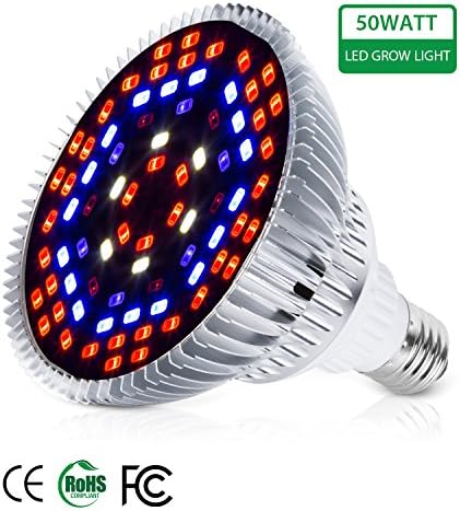 Auledio 50W Led Grow Light Bulbs Full Spectrum Plant Light Lamp for Indoor Plants Vegetables Greenhouse and Hydroponic,3200LM E26/E27 Base grow light AC 85~265V