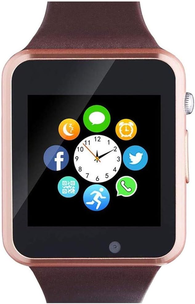 Smart Watch - Touchscreen Bluetooth Smartwatch Wrist Watch Sports Fitness Tracker with SIM SD Card Slot Camera Pedometer Compatible iPhone iOS Samsung Android for Kids Men Women (Brown)