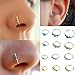 DZT1968 6/8/10mm Stainless Steel Turquoise Nostril Hoop Nose Earring Piercing Jewelry (8mm, Gold)