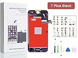 iPhone 7 Plus Screen Replacement For Lcd Touch Screen Digitizer Frame Assembly Set with 3D Touch Oli & Ode Free Tool Set (Black)