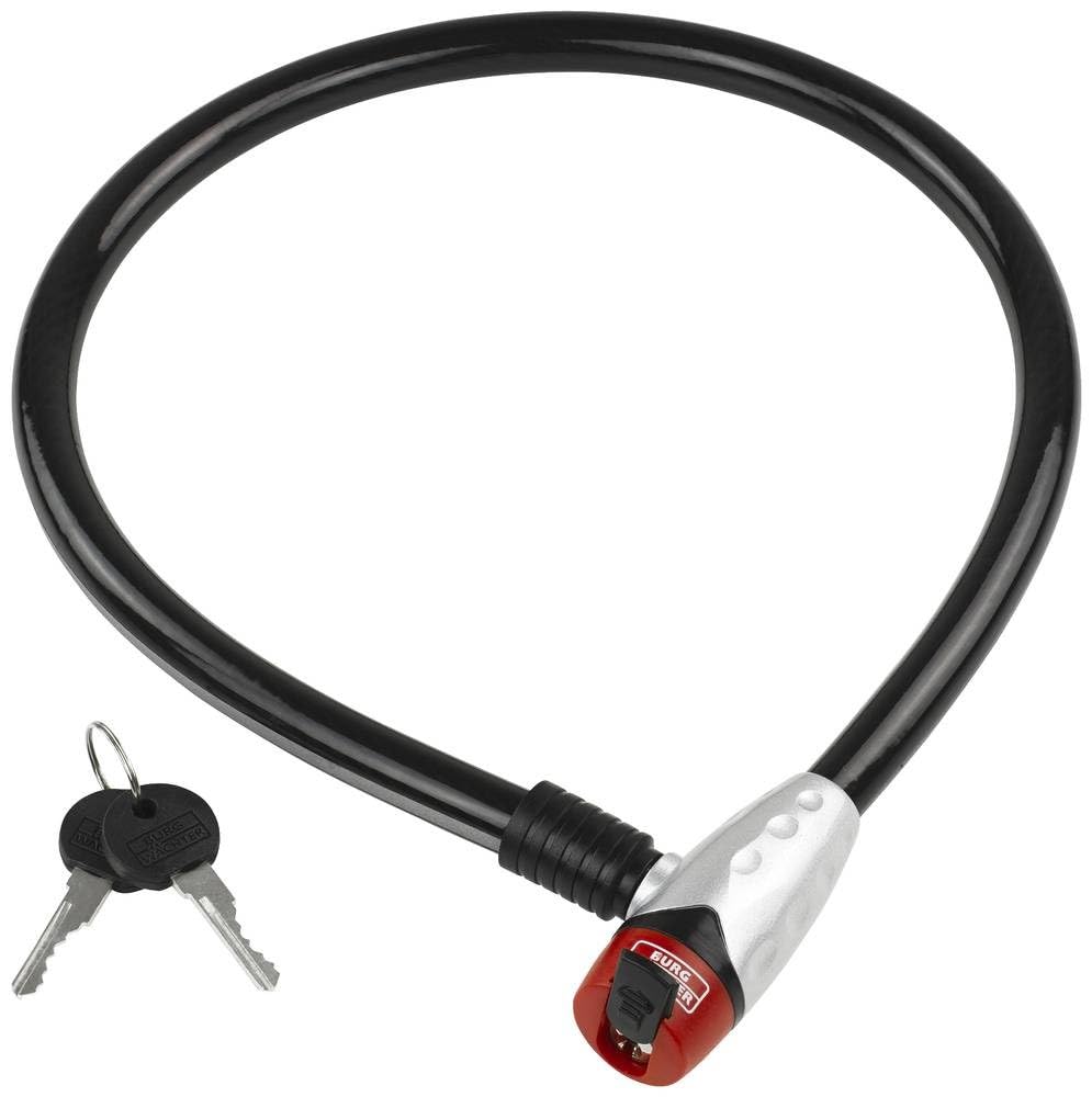 BURG-WÄCHTER Cable Lock, Key Hole Cover, 2 Keys, Length: 80 cm, 650 80 Reflex