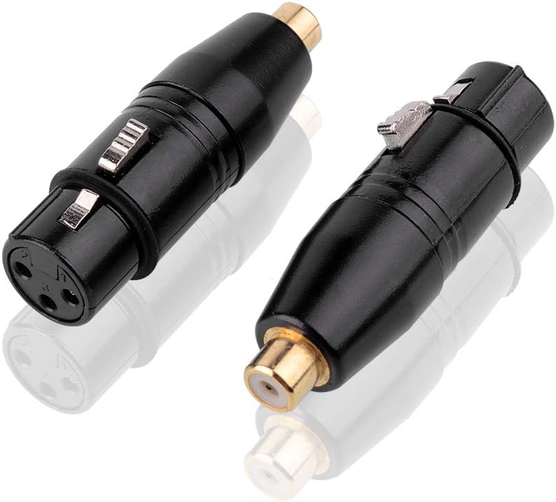 S SIENOC Gold Plating RCA (F) to XLR (F) Adapter, RCA Female to XLR Female Connector Metal Black (RCA (F) - XLR (F), 2 Piece)