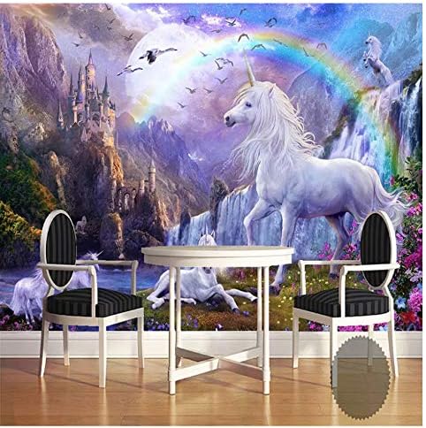 Mural Non-Woven Custom 3D Photo Wallpaper Mural Rainbow Waterfall White Horse Landscape Oil Painting Wall Paper for Living Room