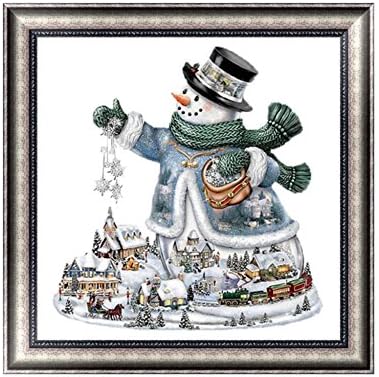 5D Diamond Painting Big Snowman and Small Christmas Snow Scene Partially-drilled Rhinestone Hand Craft Painting Home Decor by UmayBeauty