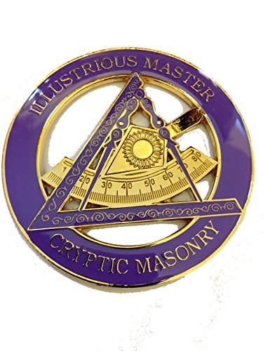 Equinox MRMasonic Criptic Masonry Illustrious Master Car Tag Auto Emblem Gold and Purple