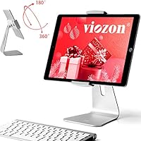 viozon iPad Pro Stand, Tablet Stands 360° Rotatable Aluminum Alloy Desktop Mount Stand for 7-13inch iPad Pro iPadAir iPad Mini Surface and Surface Pro (Silver General)