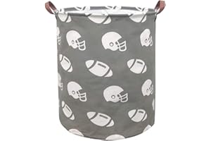BOOHIT Storage Baskets,Canvas Fabric Laundry Hamper-Collapsible Storage Bin with Handles,Toy Organizer Bin for Kid's Room,Office,Nursery Hamper, Home Decor (Footballs)