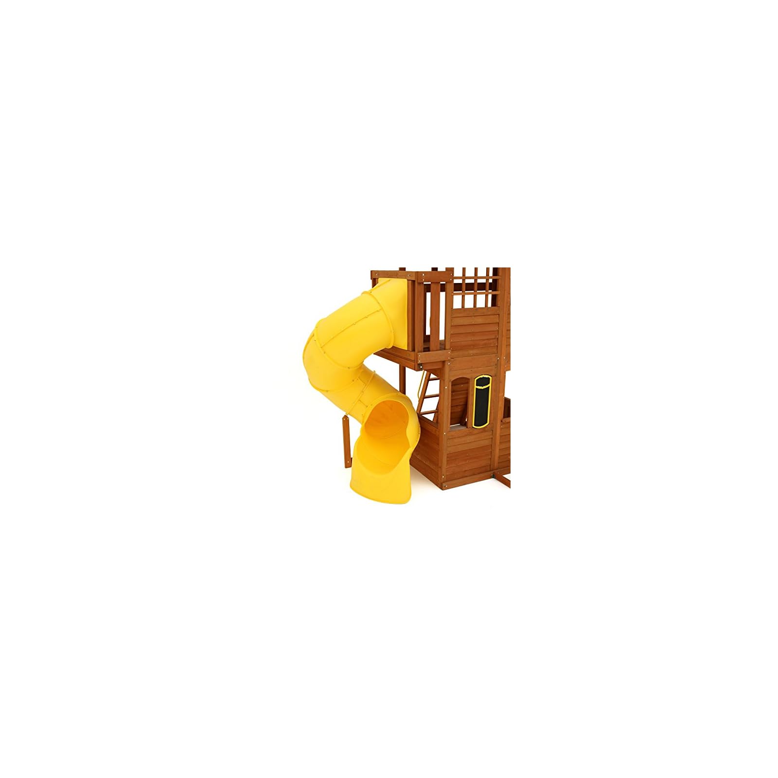 Kids Outdoor Adventure Clubhouse with Twist N' Ride Tube Slide Swing