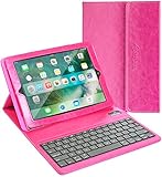 iPad mini Keyboard + Leather Case, Alpatronix KX101 Bluetooth iPad mini Keyboard Smart Case with Removable Wireless Keyboard & Built-in Tablet Stand for iPad mini 4, 3, 2, 1 [iOS 10+ Support] - (Pink)