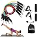 Resistance Band Set With Handles Include 5 Adjustable Exercise Bands, Door Anchor, Ankle Straps for Resistance Training, Physical Therapy, Home Workouts with Carrying Bag