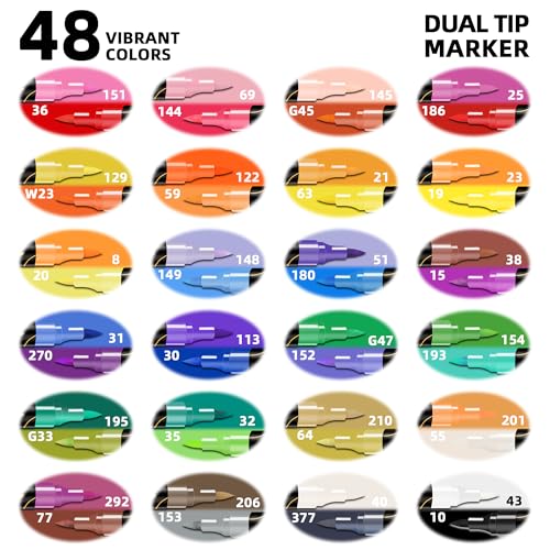 Art+soul 48 Colors Acrylic Pens, 24 Pack Dual Tip Acrylic Markers for Rock Painting, Wood, Stone, Canvas, Ceramic, Glass Surfaces, DIY Crafting & Art Supplies