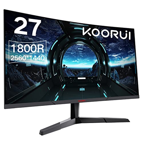 KOORUI Gaming Monitor 27 Pollici - 144Hz 1ms, Risoluzione 2560x1440 (QHD), Copertura DCI-P3 del 85%, Cornice ultra Sottile, Inclinazione Regolabile, HDMI/DP/VGA/Uscita Audio VESA