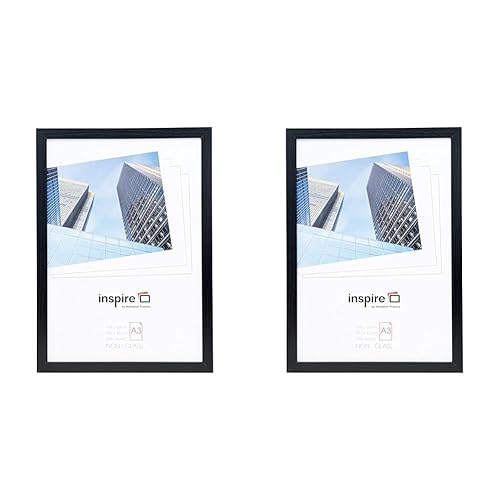 Hampton Frames OXFORD A3 (29.7 x42cm) Black Picture Poster Photo Frame Acrylic (Non Glass) OXFA3NG-1PK (Pack of 2)