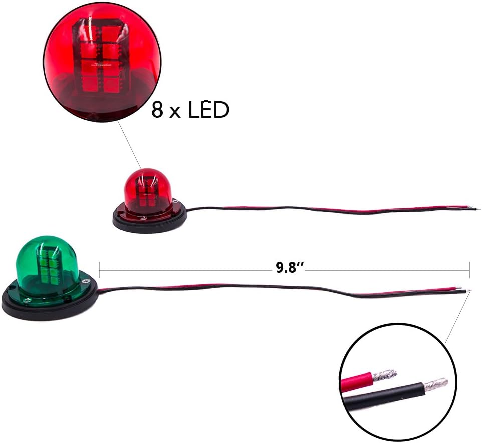 Obcursco LED Navigation Lights Deck Mount, New Marine Sailing Lights for Bow Side, Port, Starboard, Pontoons, Chandlery Boat, Yacht, Skeeter, DC 12V : Sports & Outdoors