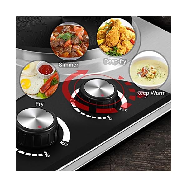 CUSIMAX Electric Double Hot Plate for Cooking Portable Electric Hob, Cooktop Table Top Hob with 2 Cast Iron Portable Hob…