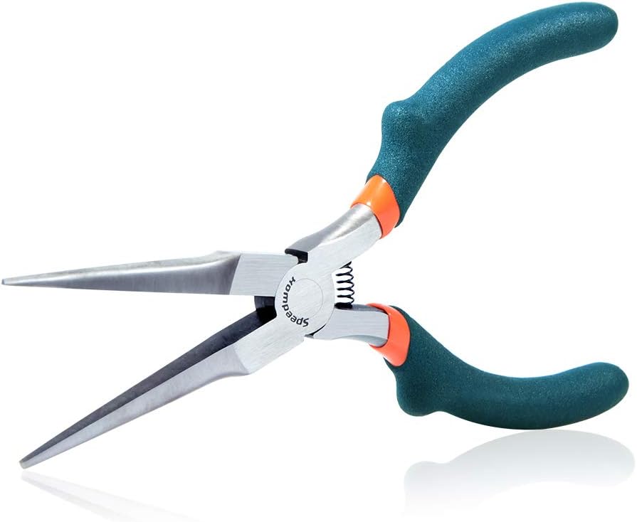 SPEEDWOX Mini Needle Nose Pliers Extra Long Smooth Jaw 6 Inches Convex Shoulder Small Long Nose Pliers Thin Micro Precision Wire Looping Fine Chain Nose Pliers Beading Tool Hobby Craft DIY Supplies